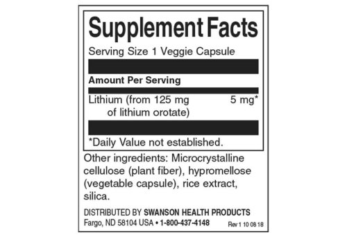 Swanson Lithium Orotate Supplement Facts